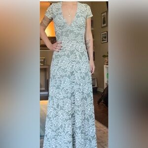 Show Me Your MuMu Green and White Floral Maxi Dress
